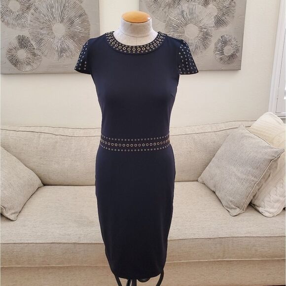 Michael Michael Kors Grommeted Cap-Sleeve Dress - Picture 2 of 14